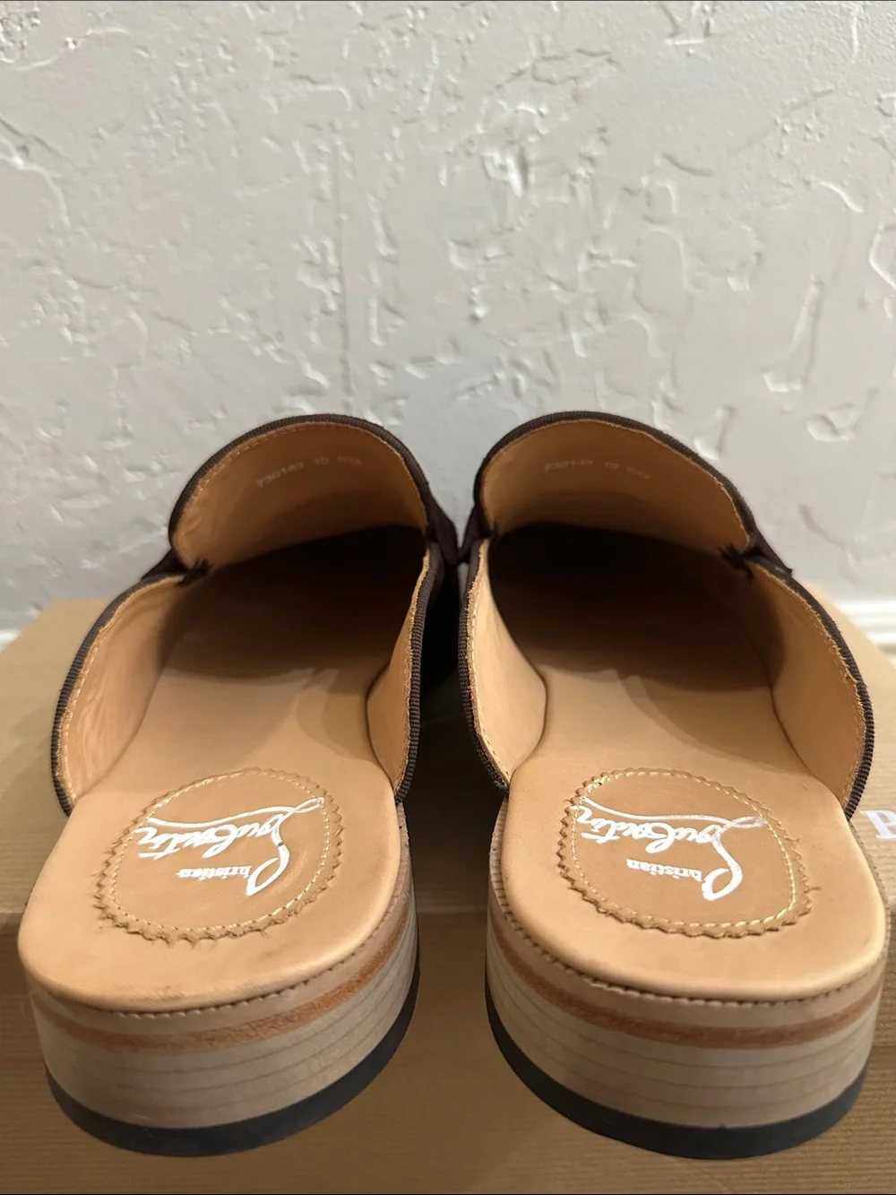 Christian Louboutin Men's Dark Brown Suede Slip-On Loafers with Silver Buckle